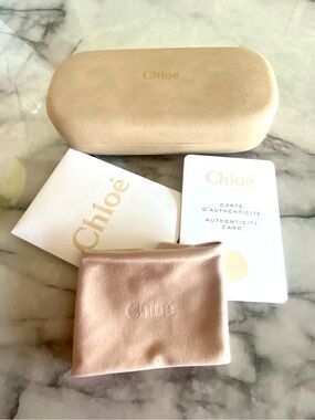 Chloé Beige/Taupe Sunglasses Case with Branded Pouch and Authenticity Card